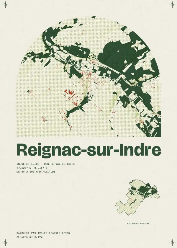 Affiche de Reignac-sur-Indre, calculée par 123-fr d'après l'IGN