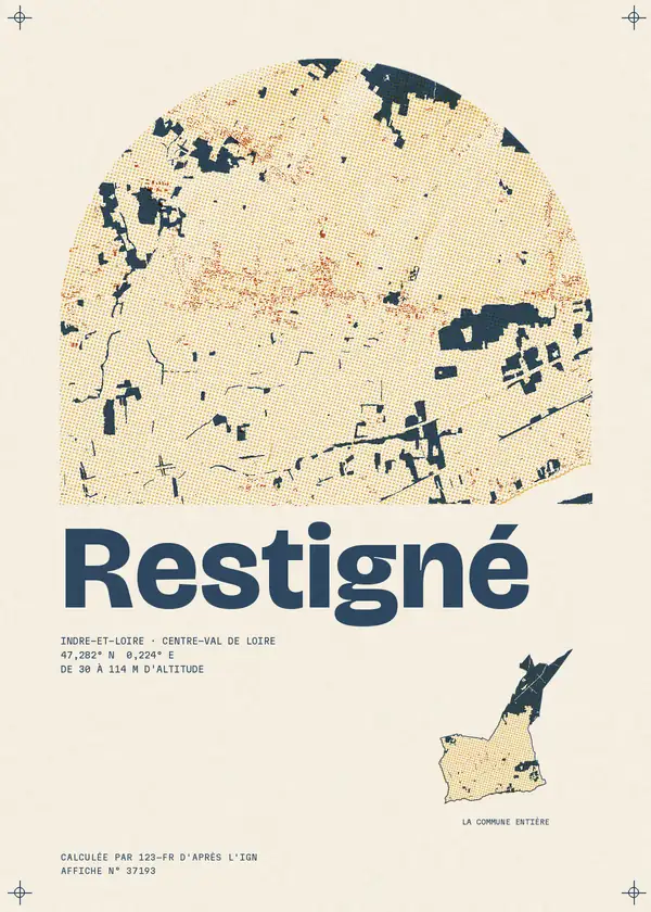 Affiche de Restigné, calculée par 123-fr d'après l'IGN