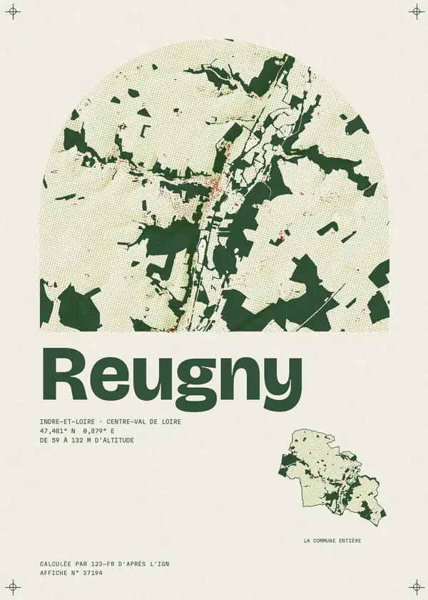 Affiche de Reugny, calculée par 123-fr d'après l'IGN