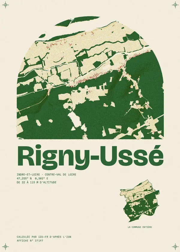 Affiche de Rigny-Ussé, calculée par 123-fr d'après l'IGN