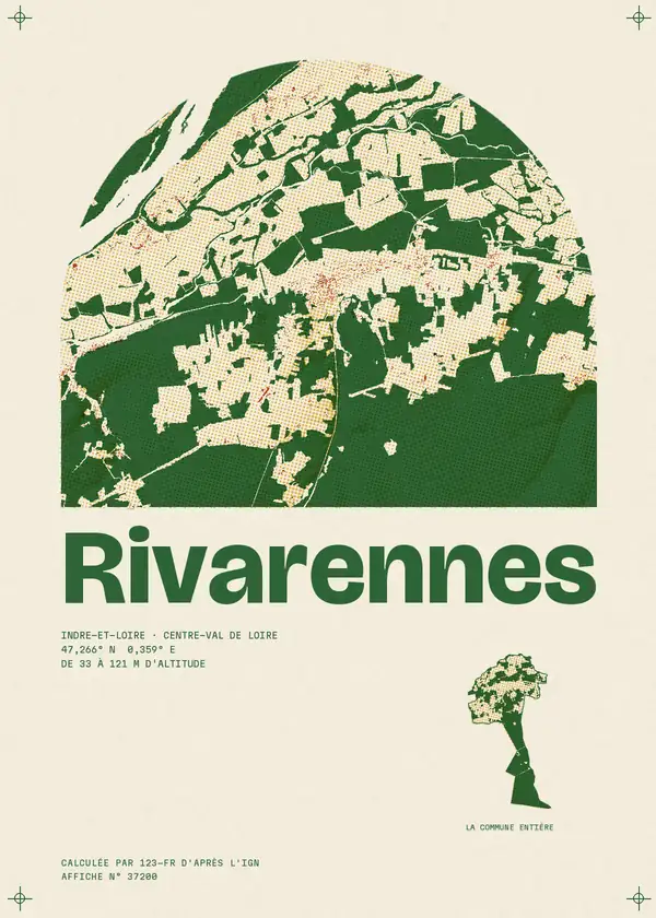 Affiche de Rivarennes, calculée par 123-fr d'après l'IGN