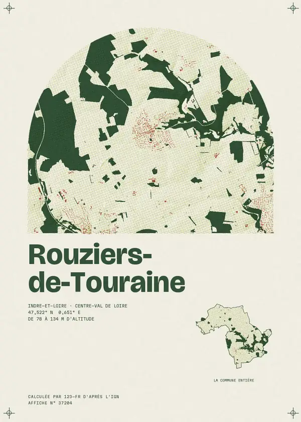 Affiche de Rouziers-de-Touraine, calculée par 123-fr d'après l'IGN