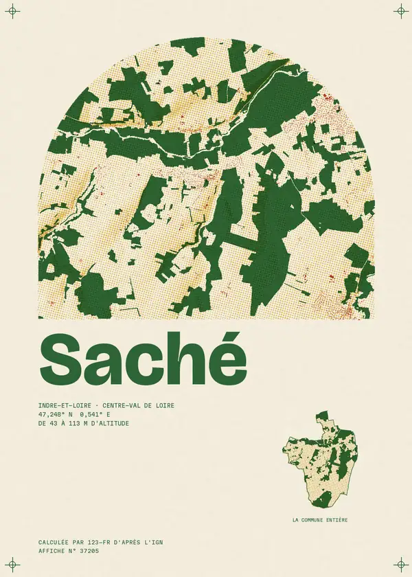 Affiche de Saché, calculée par 123-fr d'après l'IGN