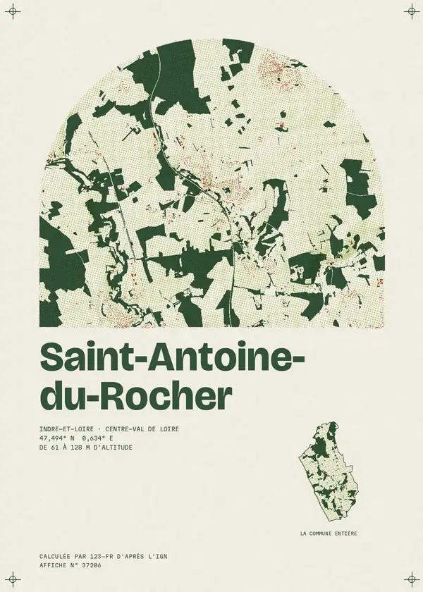 Affiche de Saint-Antoine-du-Rocher, calculée par 123-fr d'après l'IGN