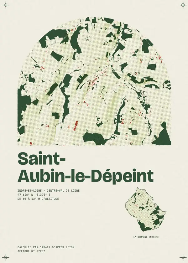 Affiche de Saint-Aubin-le-Dépeint, calculée par 123-fr d'après l'IGN