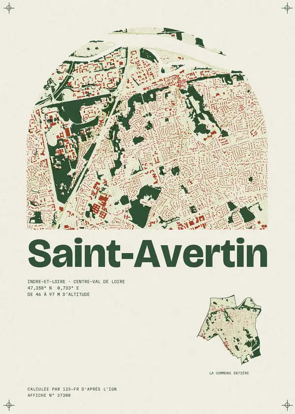 Affiche de Saint-Avertin, calculée par 123-fr d'après l'IGN