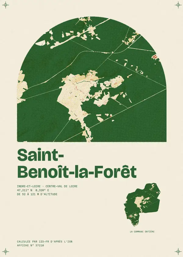Affiche de Saint-Benoît-la-Forêt, calculée par 123-fr d'après l'IGN