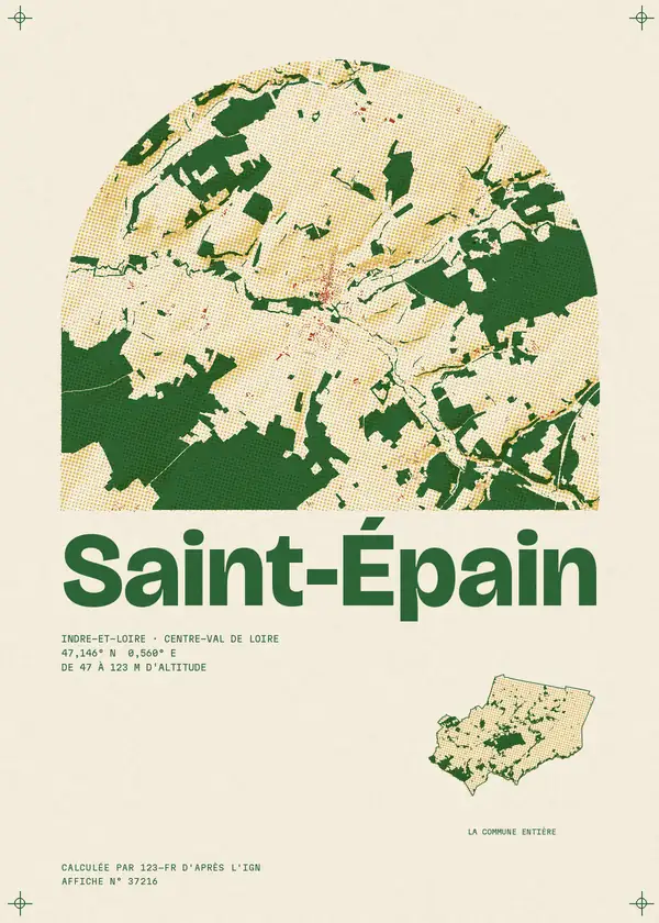 Affiche de Saint-Épain, calculée par 123-fr d'après l'IGN