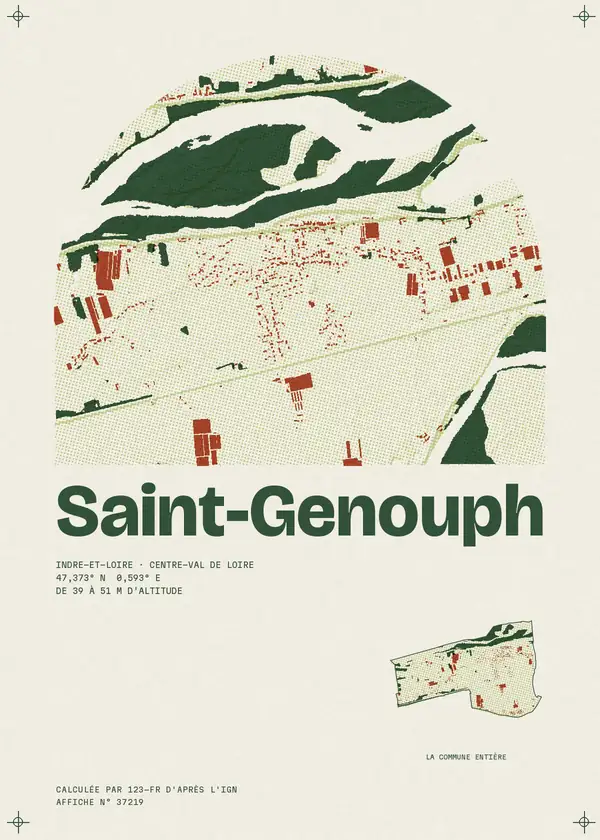 Affiche de Saint-Genouph, calculée par 123-fr d'après l'IGN