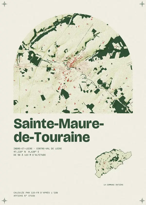 Affiche de Sainte-Maure-de-Touraine, calculée par 123-fr d'après l'IGN