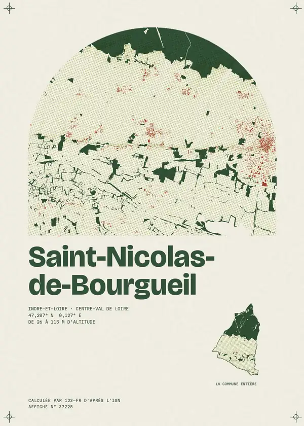 Affiche de Saint-Nicolas-de-Bourgueil, calculée par 123-fr d'après l'IGN