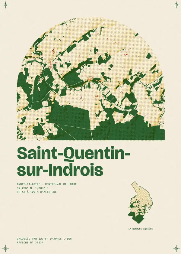 Affiche de Saint-Quentin-sur-Indrois, calculée par 123-fr d'après l'IGN