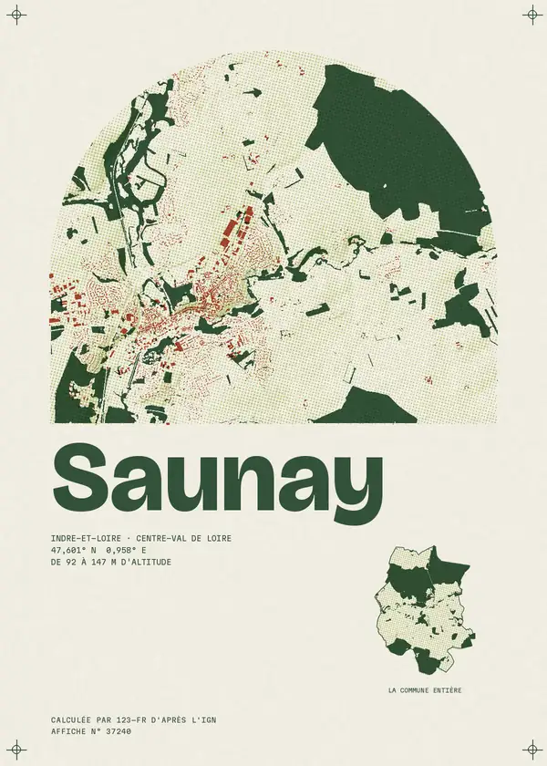 Affiche de Saunay, calculée par 123-fr d'après l'IGN