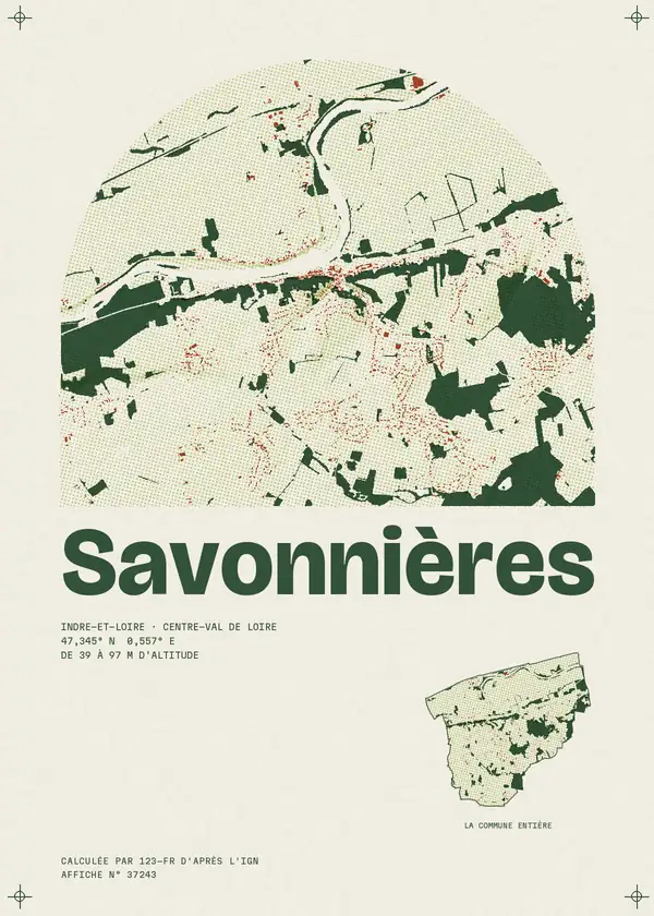 Affiche de Savonnières, calculée par 123-fr d'après l'IGN