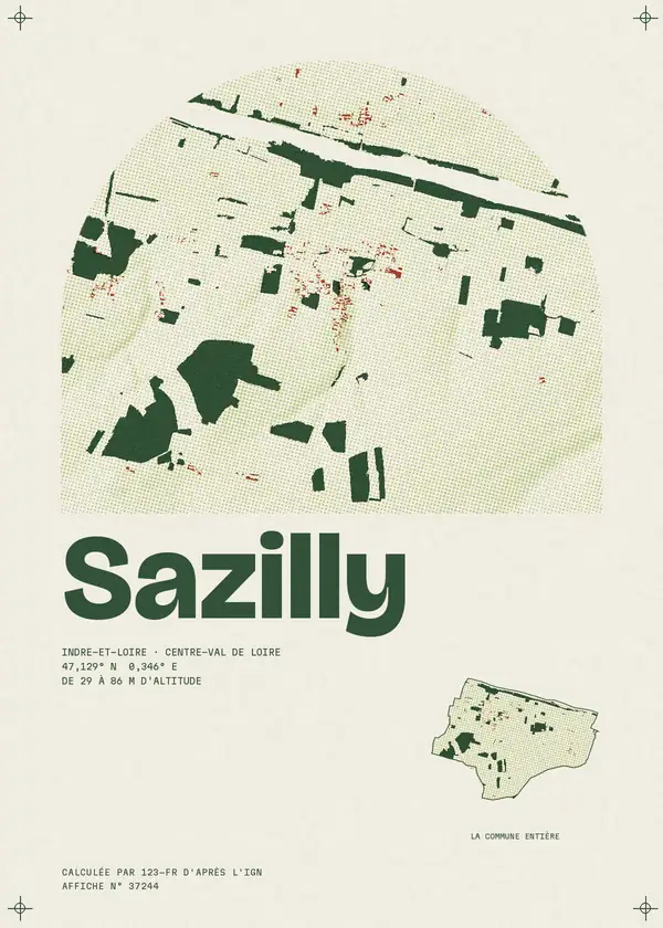 Affiche de Sazilly, calculée par 123-fr d'après l'IGN