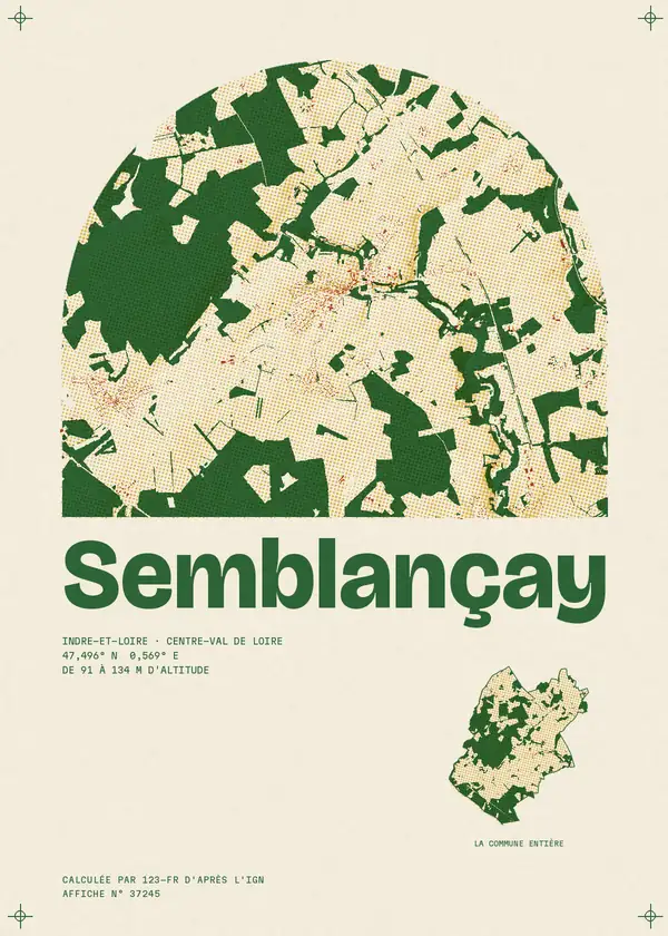 Affiche de Semblançay, calculée par 123-fr d'après l'IGN