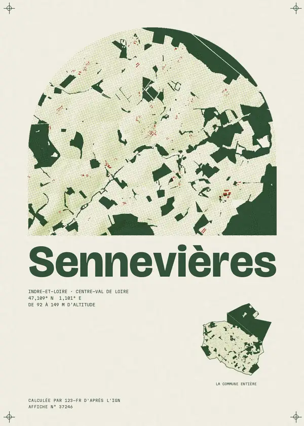 Affiche de Sennevières, calculée par 123-fr d'après l'IGN