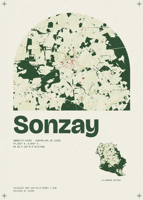 Affiche de Sonzay, calculée par 123-fr d'après l'IGN
