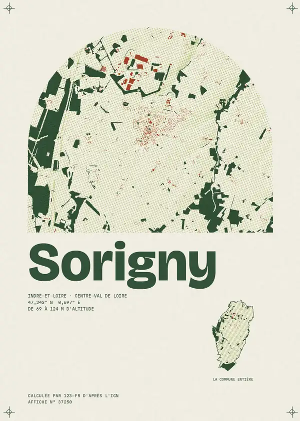 Affiche de Sorigny, calculée par 123-fr d'après l'IGN