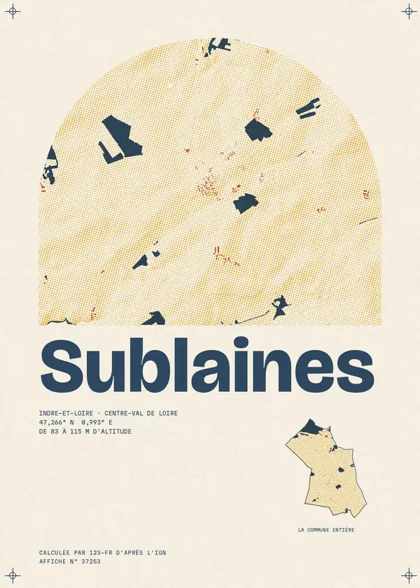 Affiche de Sublaines, calculée par 123-fr d'après l'IGN