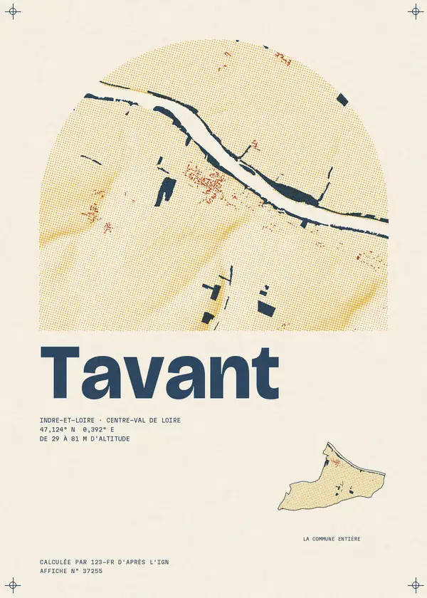 Affiche de Tavant, calculée par 123-fr d'après l'IGN