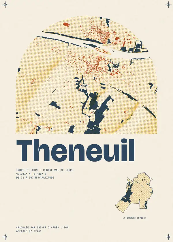 Affiche de Theneuil, calculée par 123-fr d'après l'IGN