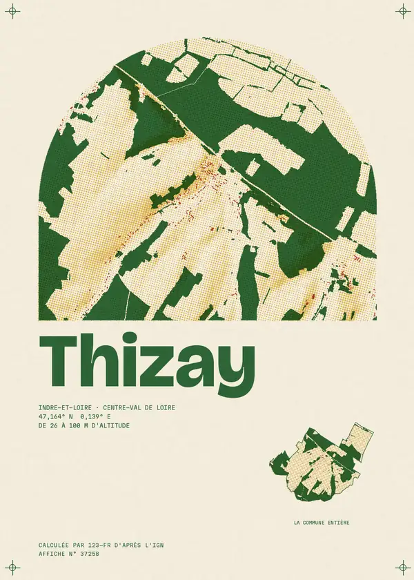 Affiche de Thizay, calculée par 123-fr d'après l'IGN