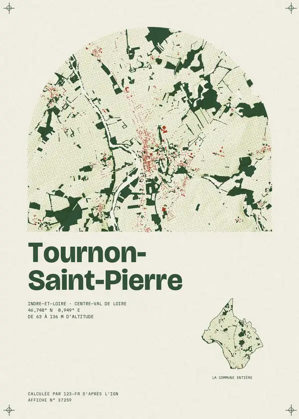 Affiche de Tournon-Saint-Pierre, calculée par 123-fr d'après l'IGN