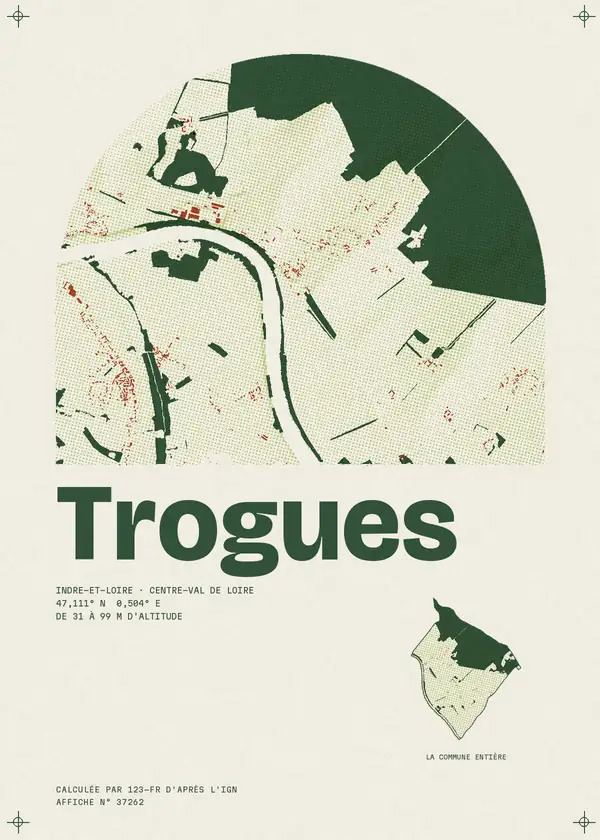 Affiche de Trogues, calculée par 123-fr d'après l'IGN