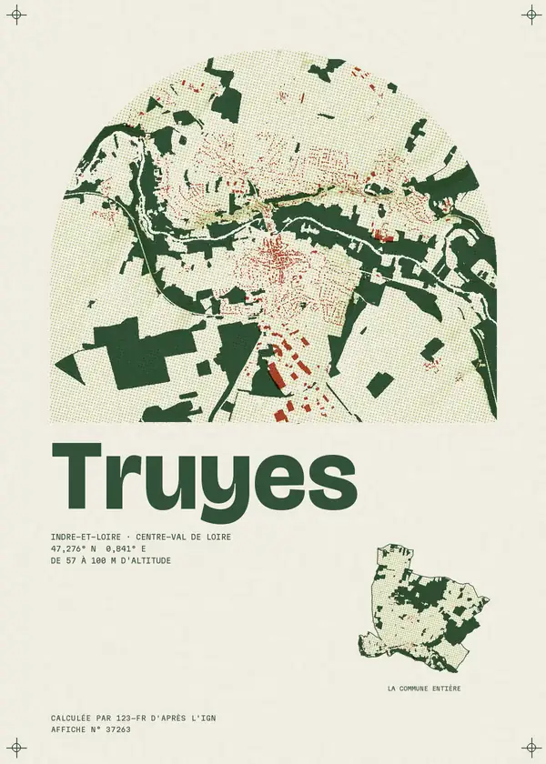 Affiche de Truyes, calculée par 123-fr d'après l'IGN