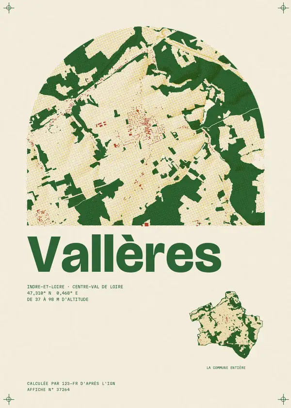 Affiche de Vallères, calculée par 123-fr d'après l'IGN