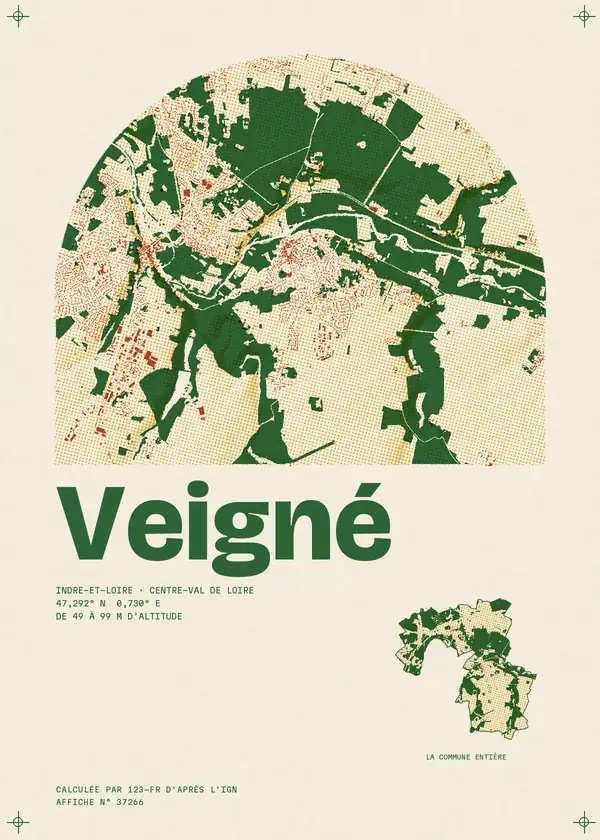 Affiche de Veigné, calculée par 123-fr d'après l'IGN