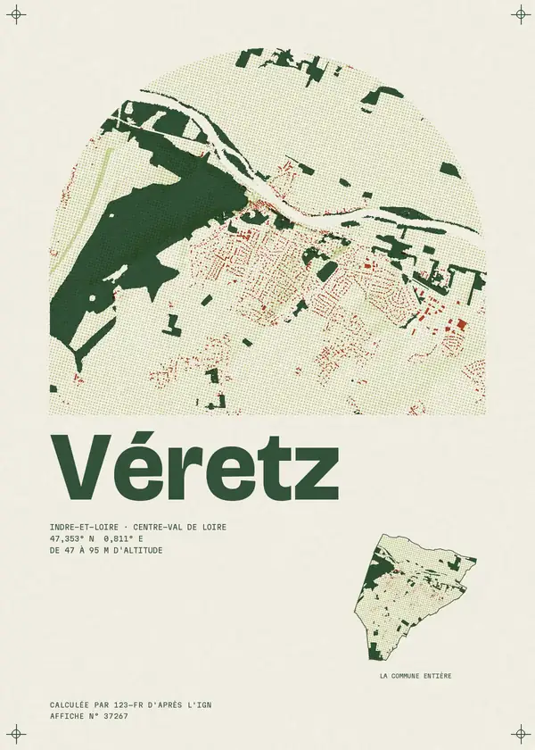 Affiche de Véretz, calculée par 123-fr d'après l'IGN