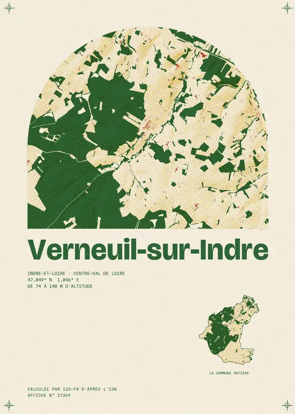 Affiche de Verneuil-sur-Indre, calculée par 123-fr d'après l'IGN