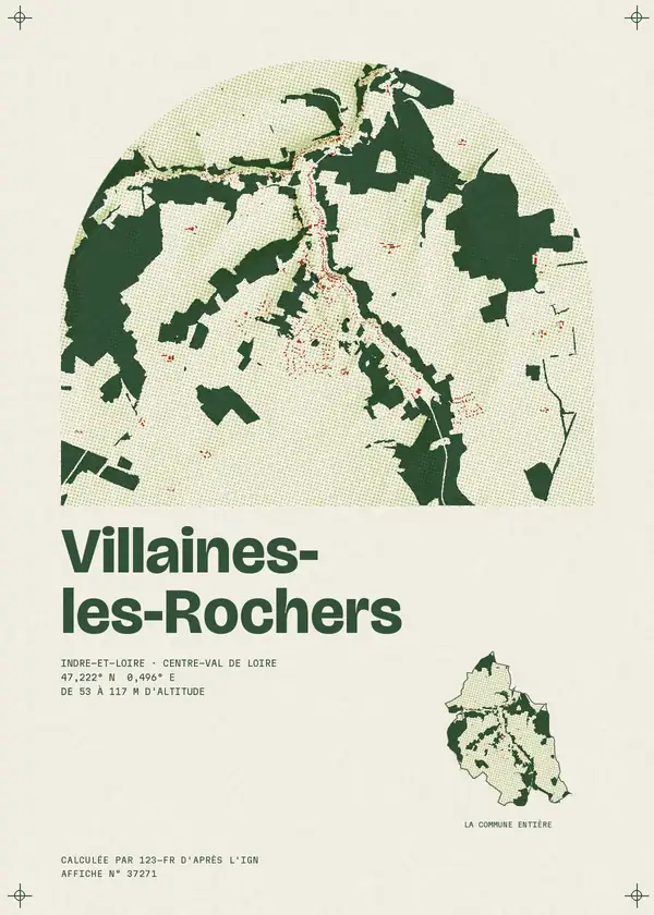 Affiche de Villaines-les-Rochers, calculée par 123-fr d'après l'IGN