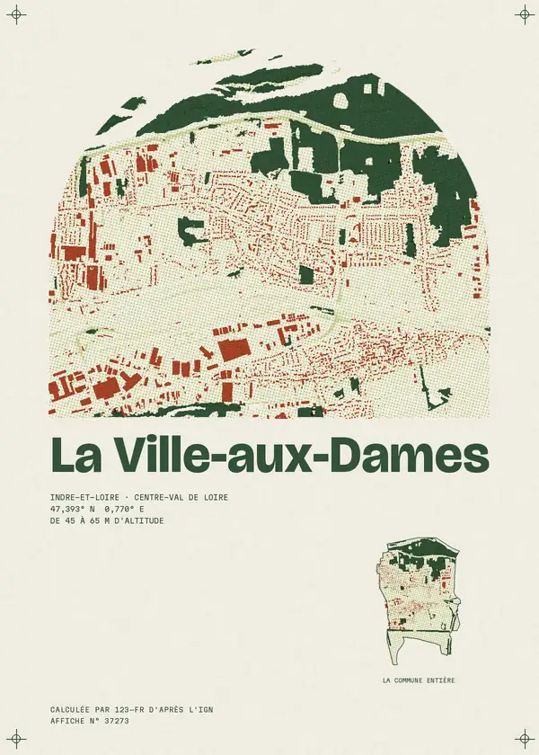 Affiche de La Ville-aux-Dames, calculée par 123-fr d'après l'IGN