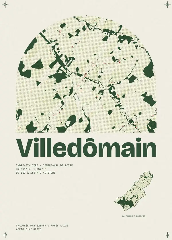 Affiche de Villedômain, calculée par 123-fr d'après l'IGN