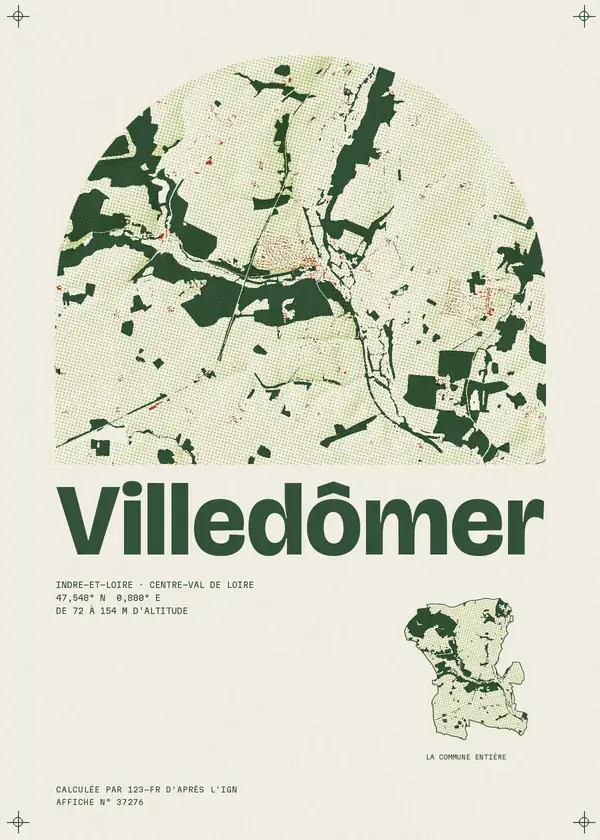 Affiche de Villedômer, calculée par 123-fr d'après l'IGN