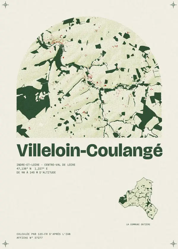 Affiche de Villeloin-Coulangé, calculée par 123-fr d'après l'IGN
