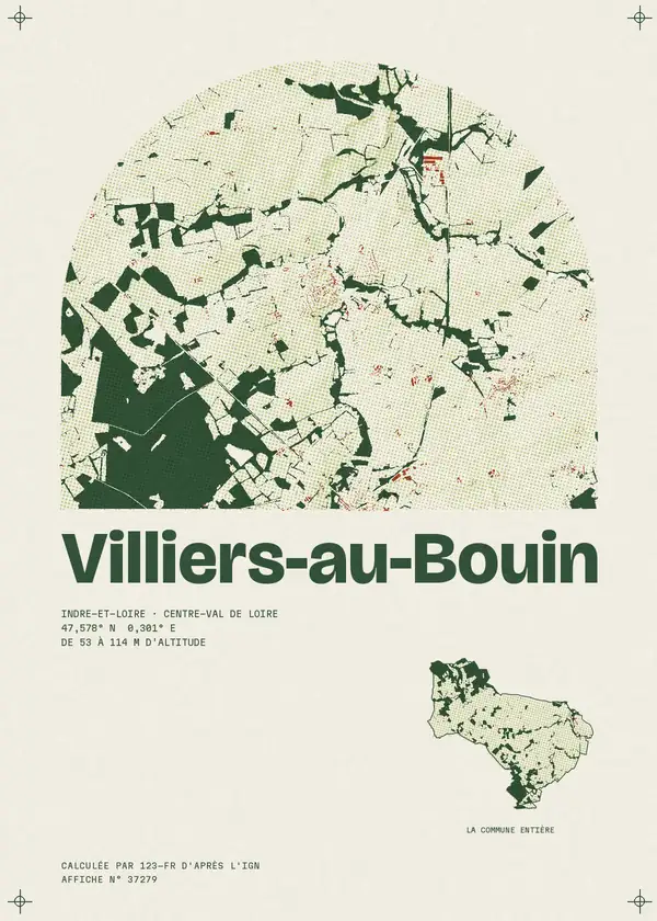 Affiche de Villiers-au-Bouin, calculée par 123-fr d'après l'IGN