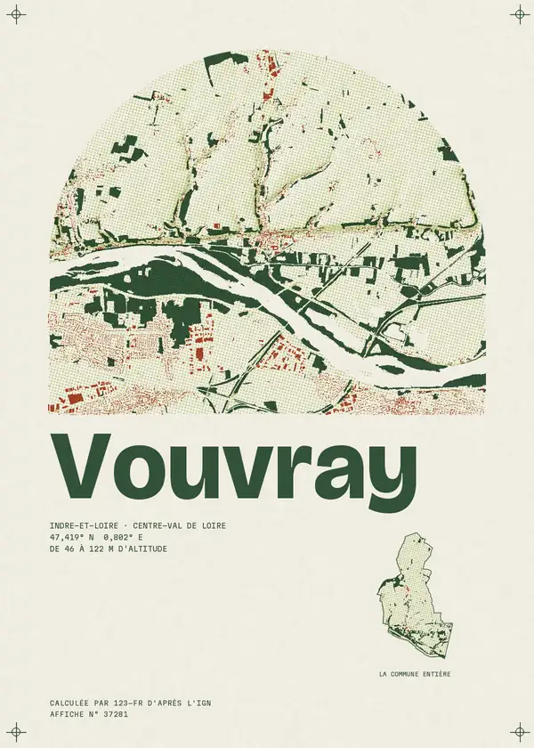 Affiche de Vouvray, calculée par 123-fr d'après l'IGN