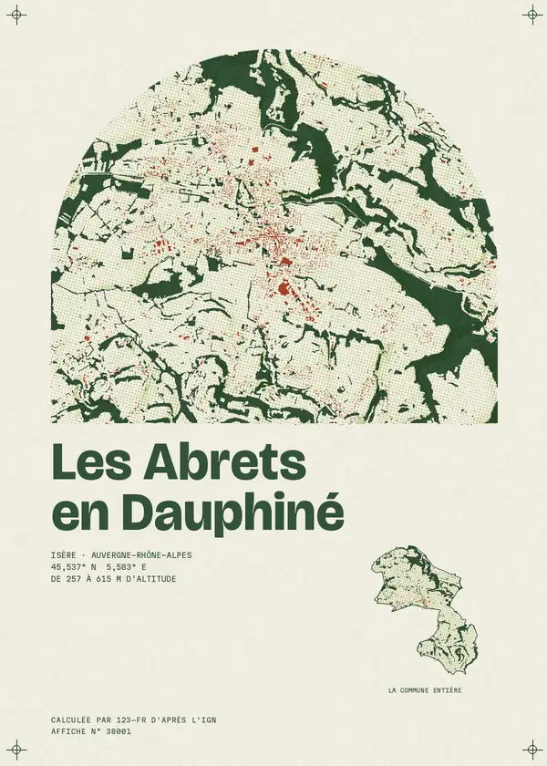 Affiche de Les Abrets en Dauphiné, calculée par 123-fr d'après l'IGN