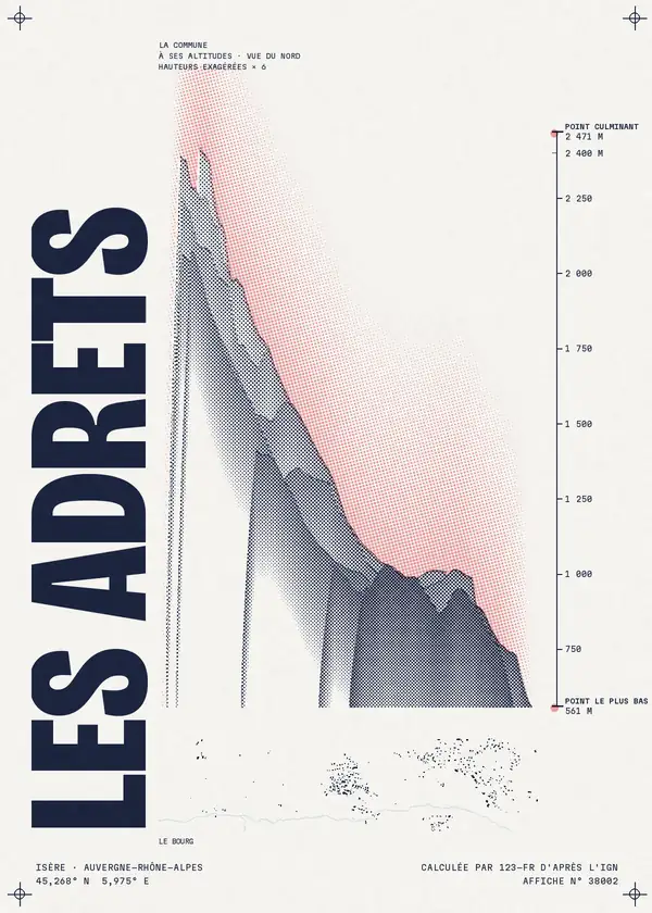 Affiche de Les Adrets, calculée par 123-fr d'après l'IGN