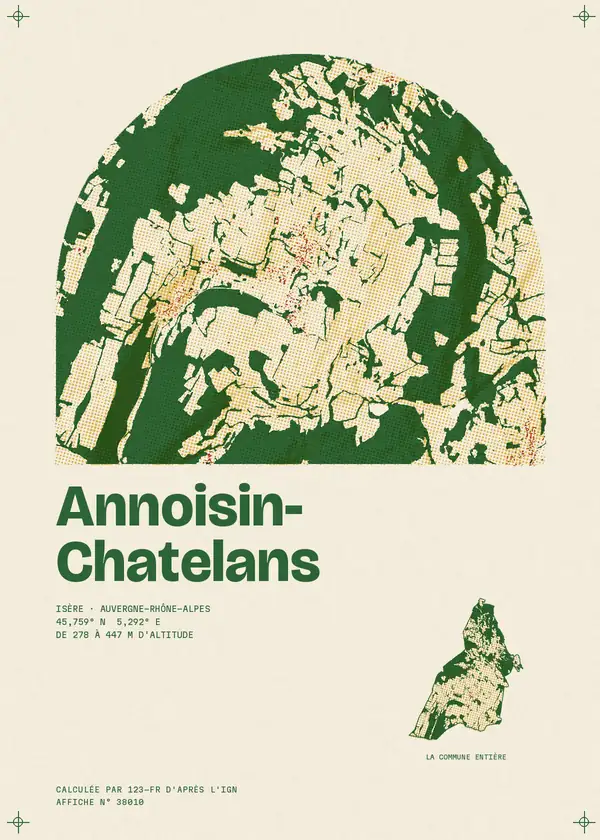 Affiche de Annoisin-Chatelans, calculée par 123-fr d'après l'IGN