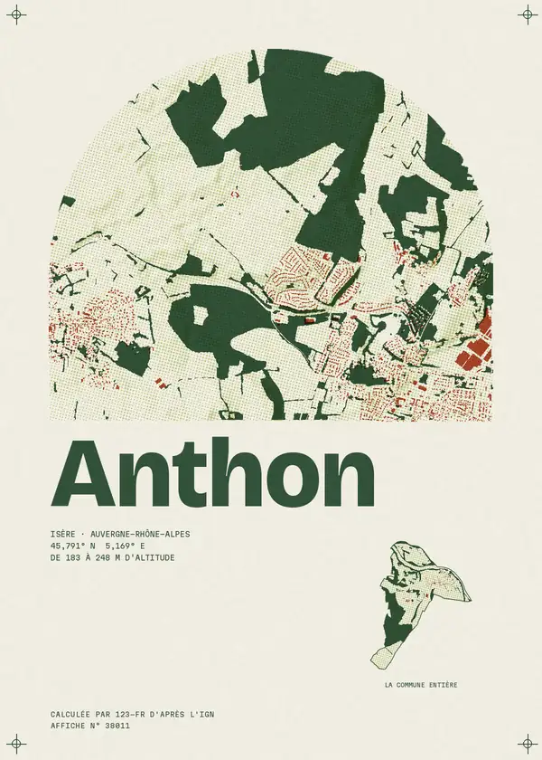 Affiche de Anthon, calculée par 123-fr d'après l'IGN