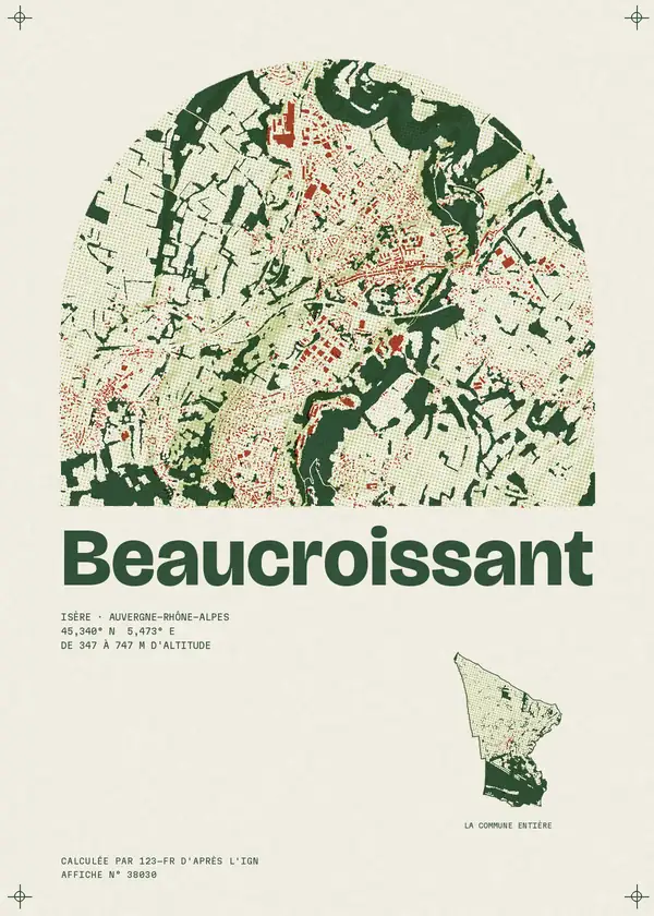 Affiche de Beaucroissant, calculée par 123-fr d'après l'IGN