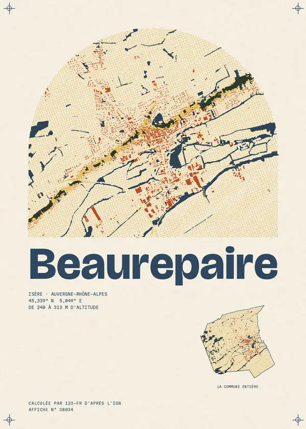 Affiche de Beaurepaire, calculée par 123-fr d'après l'IGN