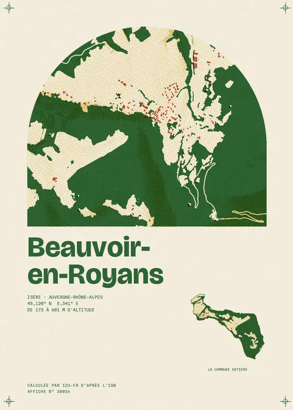 Affiche de Beauvoir-en-Royans, calculée par 123-fr d'après l'IGN