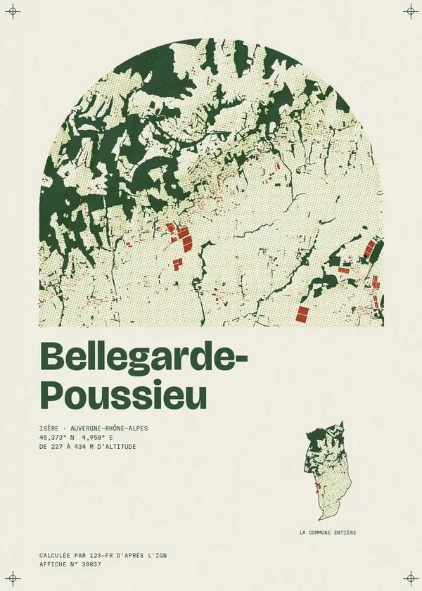 Affiche de Bellegarde-Poussieu, calculée par 123-fr d'après l'IGN