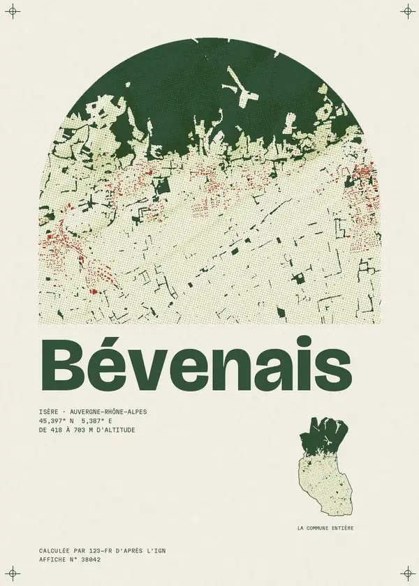 Affiche de Bévenais, calculée par 123-fr d'après l'IGN